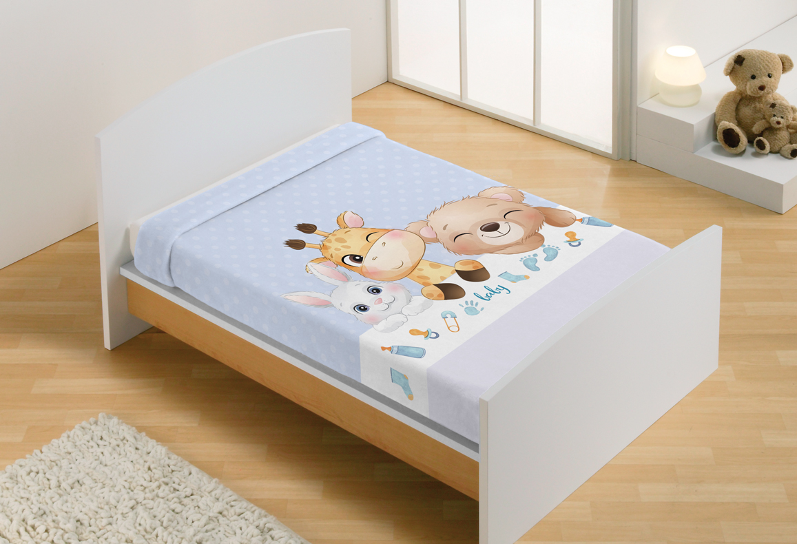 Dětská deka MANTEROL 110x140 žirafa modrá BABY VIP 532