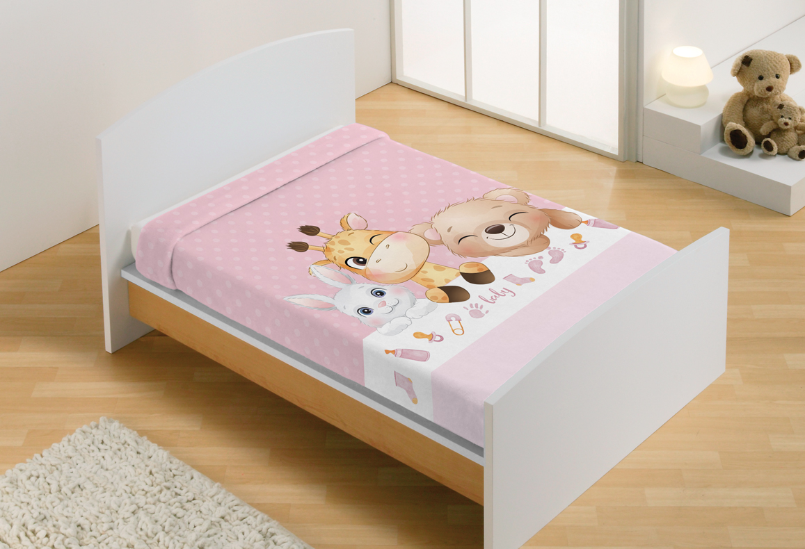 Dětská deka MANTEROL 110x140 žirafa růžová BABY VIP 532