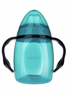 Akuku Hrníček nakloněný se silikonovým náustkem Akuku 280ml modrý