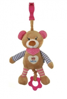 Dětská plyšová hračka s hracím strojkem Baby Mix Medvídek růžový