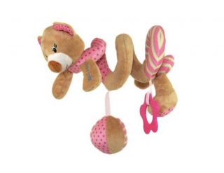 Baby Mix spirálka do kočárku medvídek růžový