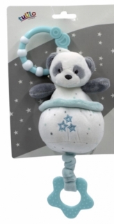 Tulilo Závěsná plyšová hračka s melodií Medvídek Panda, 13 cm - tyrkysový