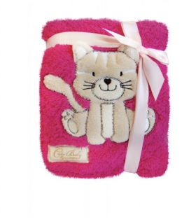 Dětská deka se zvířátkem tlačený vzor růžová kočička KCSN-02 76x102 cm Bobobaby