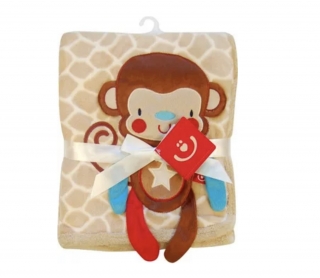 Bobobaby dětská deka z mikrovlákna opička KCSN-04 76 x 102 cm